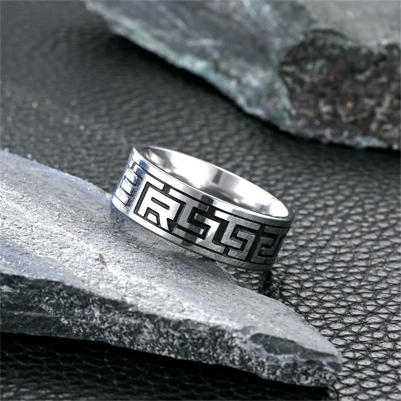 Retro Engraved Stainless Steel Band Ring