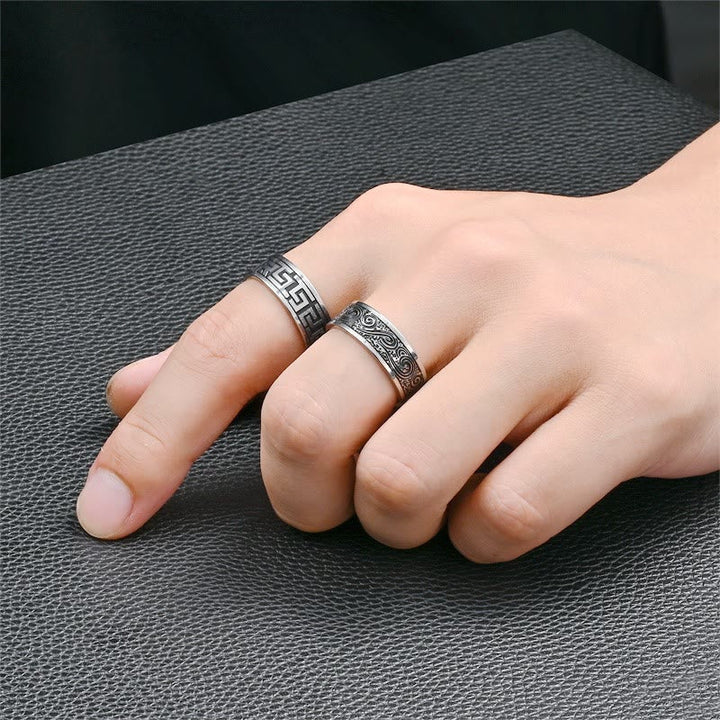 Retro Engraved Stainless Steel Band Ring