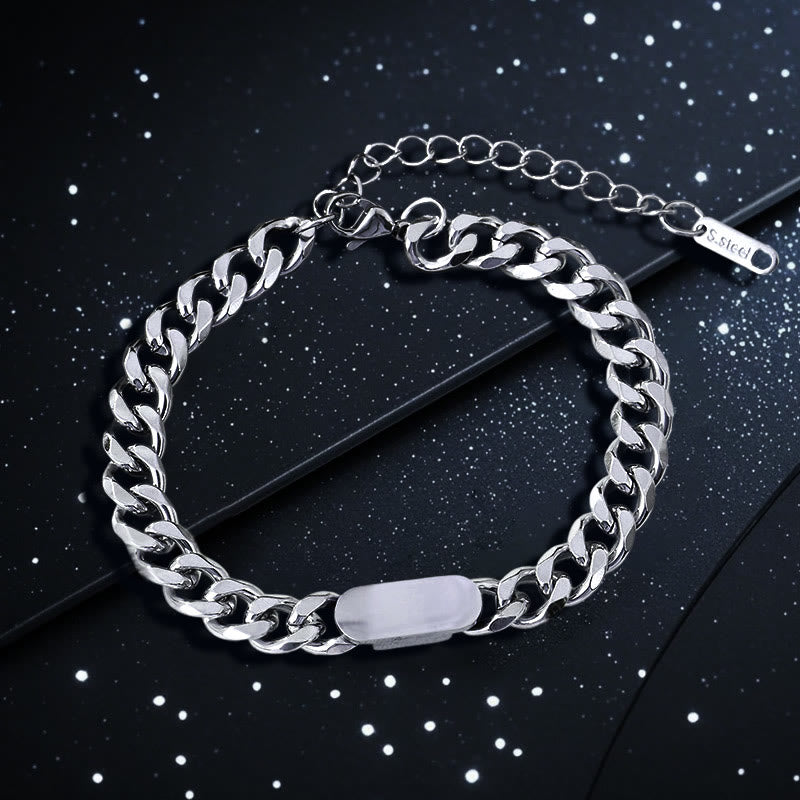 Polished Stainless Steel Cuban Chain Bracelet