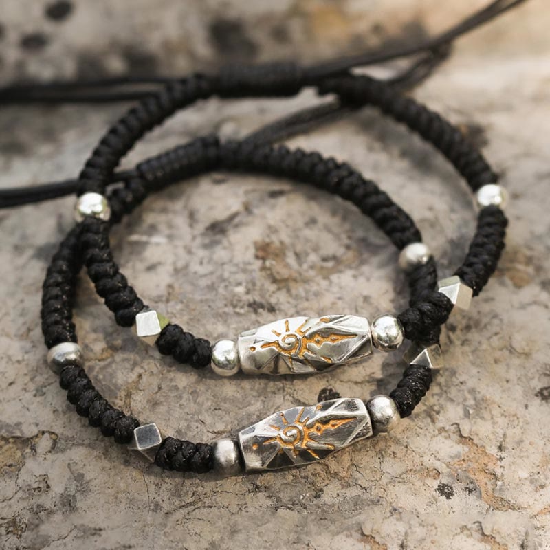 Handcrafted 925 Silver Wish Emblem Hammered Bracelet