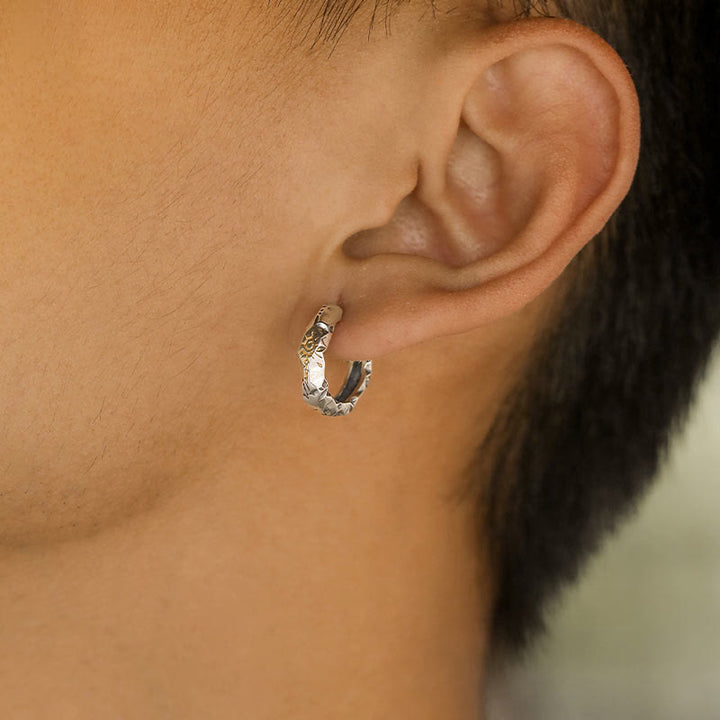 Handcrafted 925 Silver Wish Emblem Hammered Earrings