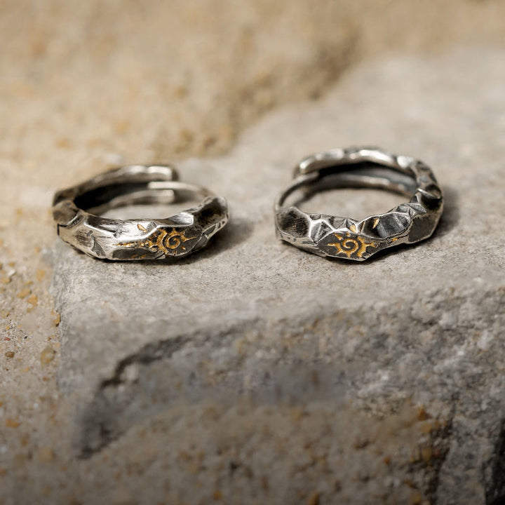 Handcrafted 925 Silver Wish Emblem Hammered Earrings