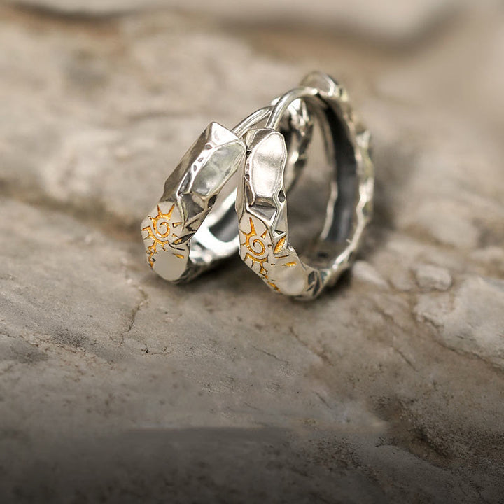 Handcrafted 925 Silver Wish Emblem Hammered Earrings
