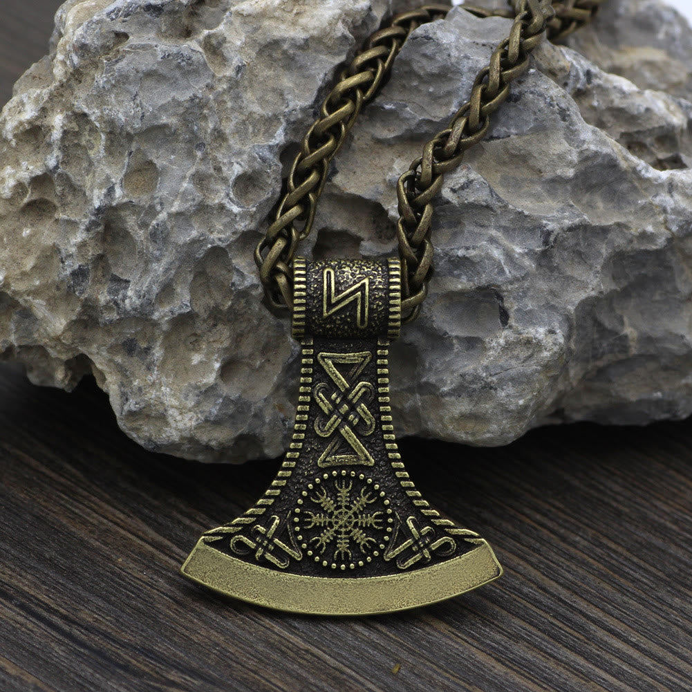 Hand-Forged Pirate Viking Axe Rune Necklace