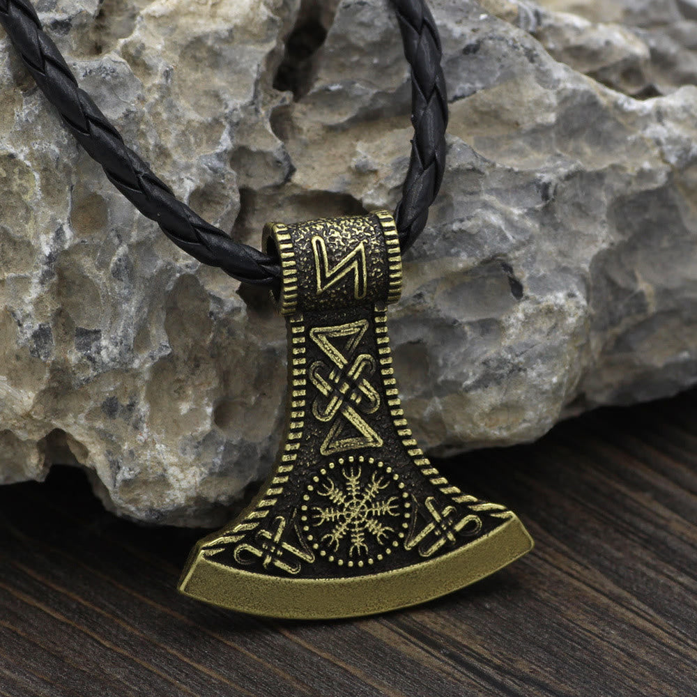 Hand-Forged Pirate Viking Axe Rune Necklace