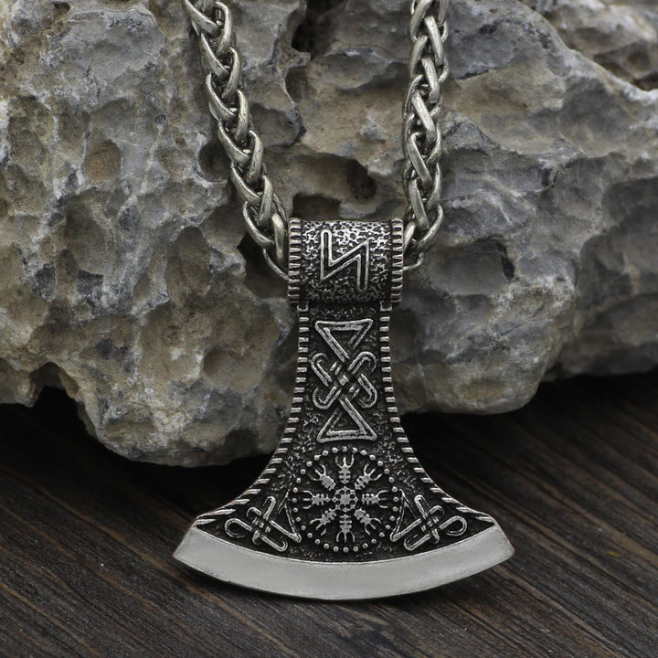 Hand-Forged Pirate Viking Axe Rune Necklace