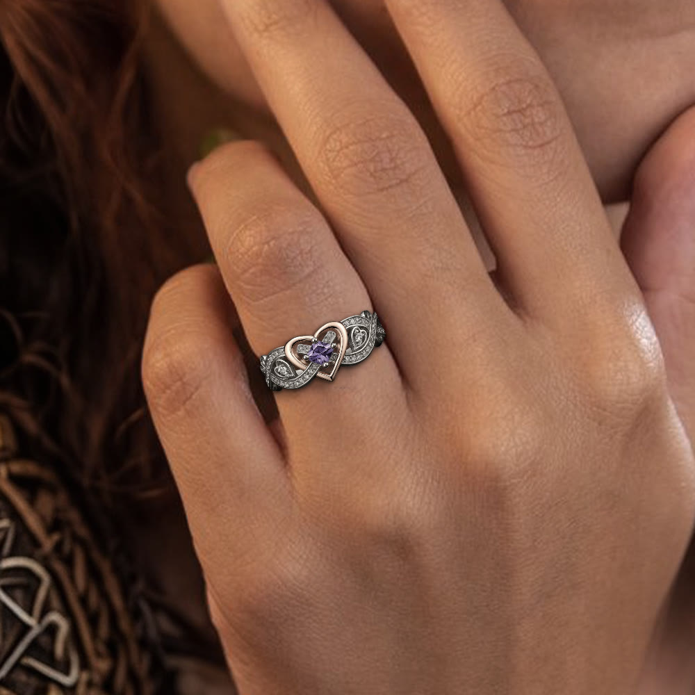 Freyja’s Heart Amethyst Love Knot Ring