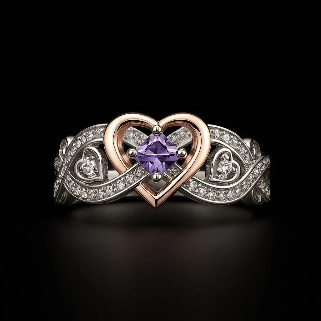 Freyja’s Heart Amethyst Love Knot Ring