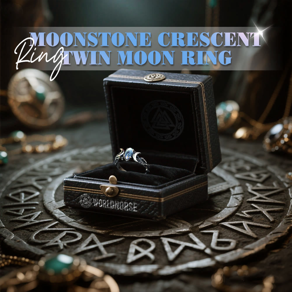 Moonstone Crescent Twin Moon Ring