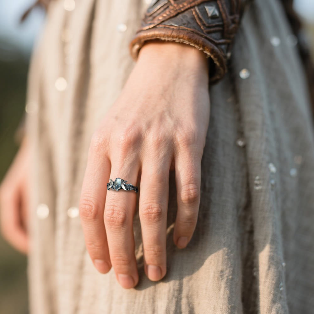 Moonstone Crescent Twin Moon Ring
