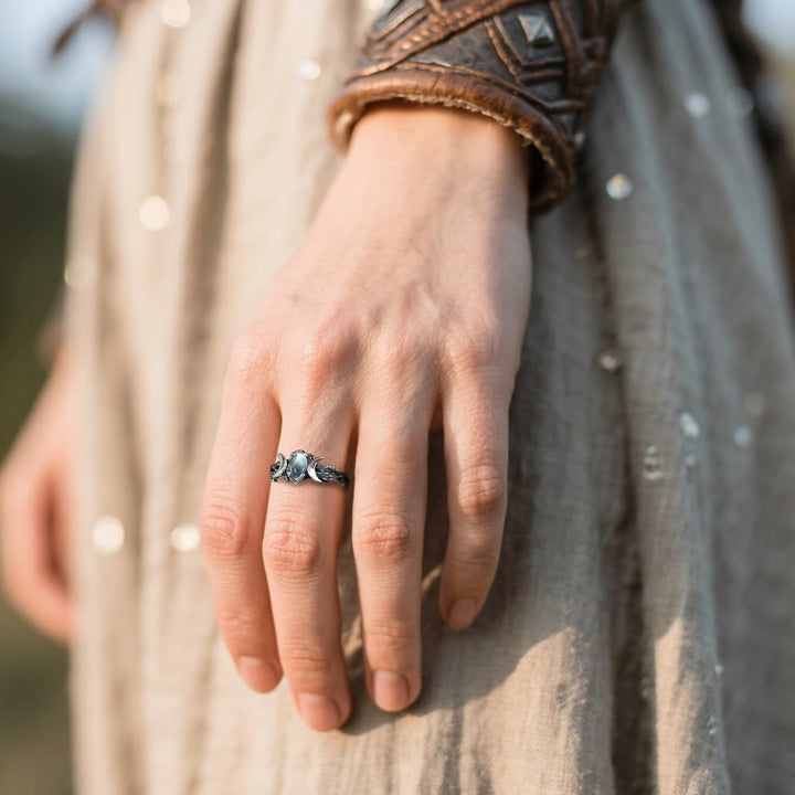 Moonstone Crescent Twin Moon Ring