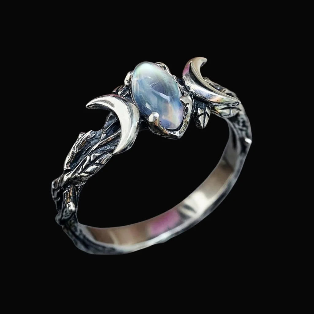 Moonstone Crescent Twin Moon Ring