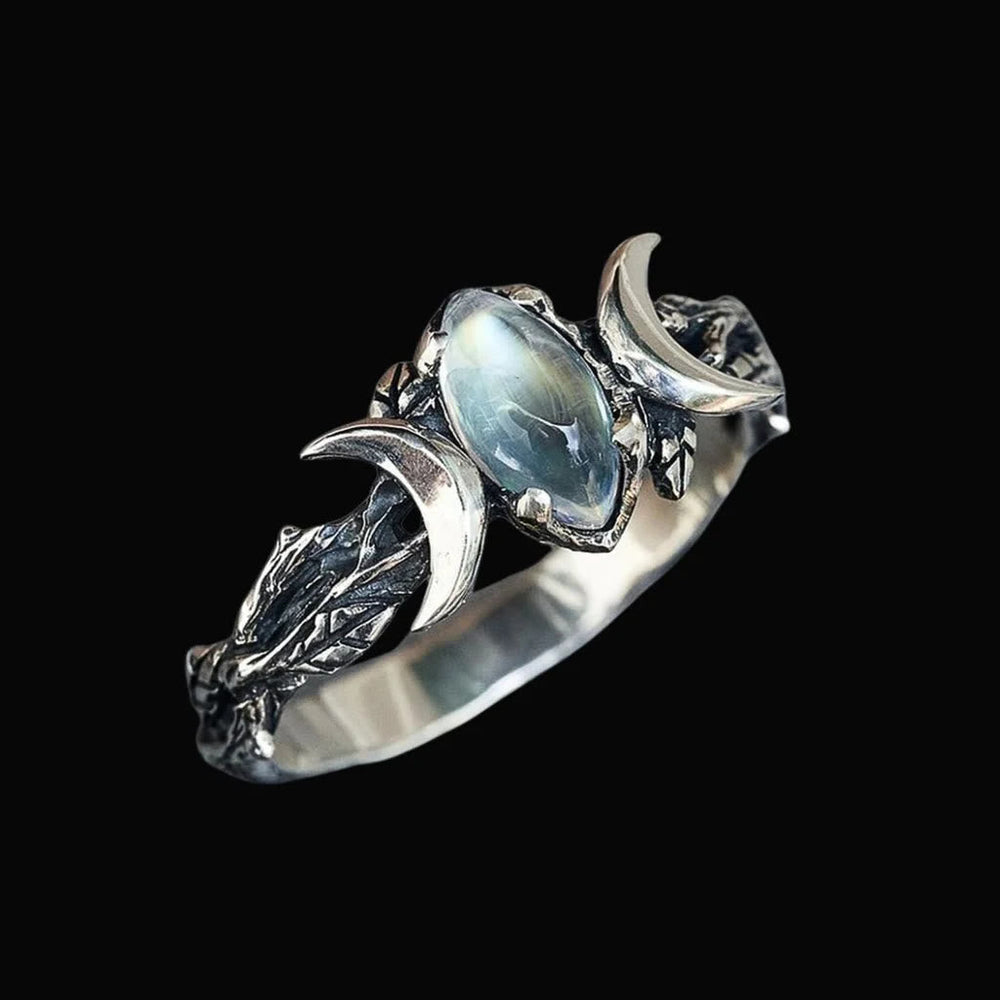 Moonstone Crescent Twin Moon Ring