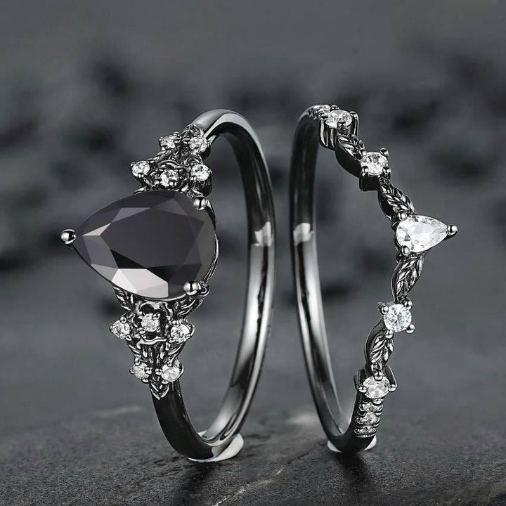 Nordic Floral Alexandrite Ring Set