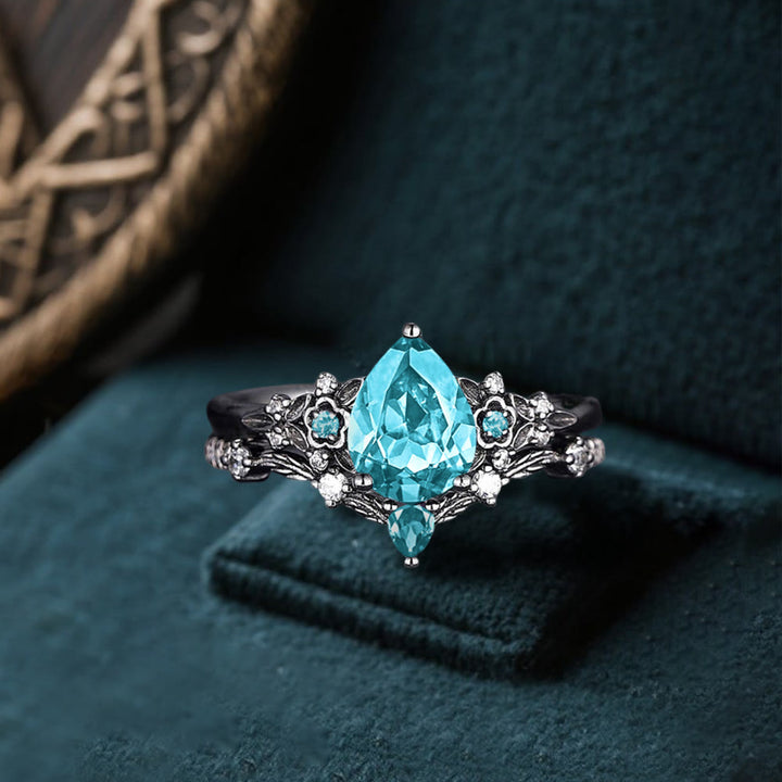 Nordic Floral Alexandrite Ring Set