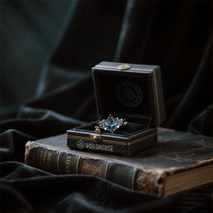 Nordic Floral Alexandrite Ring Set