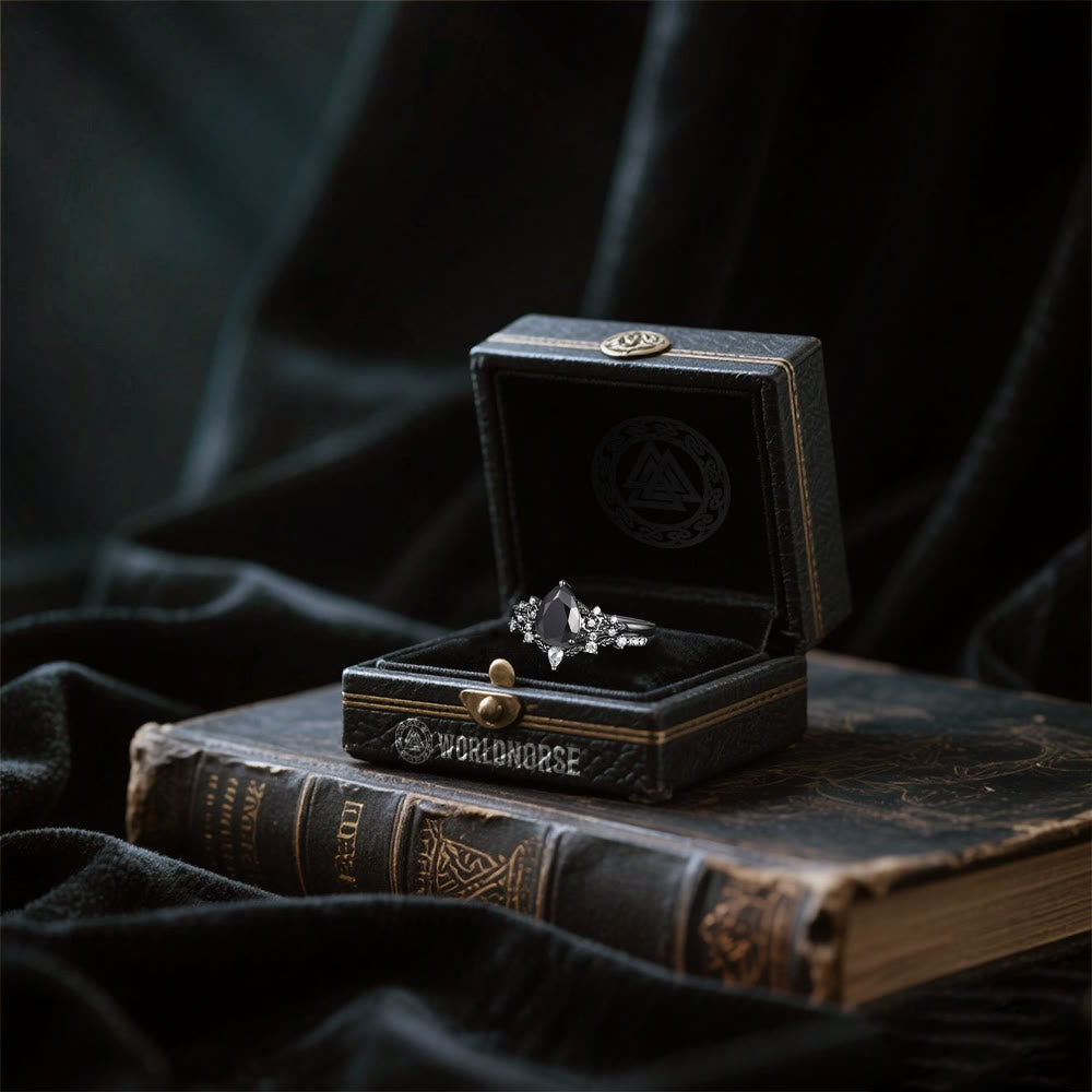 Nordic Floral Alexandrite Ring Set