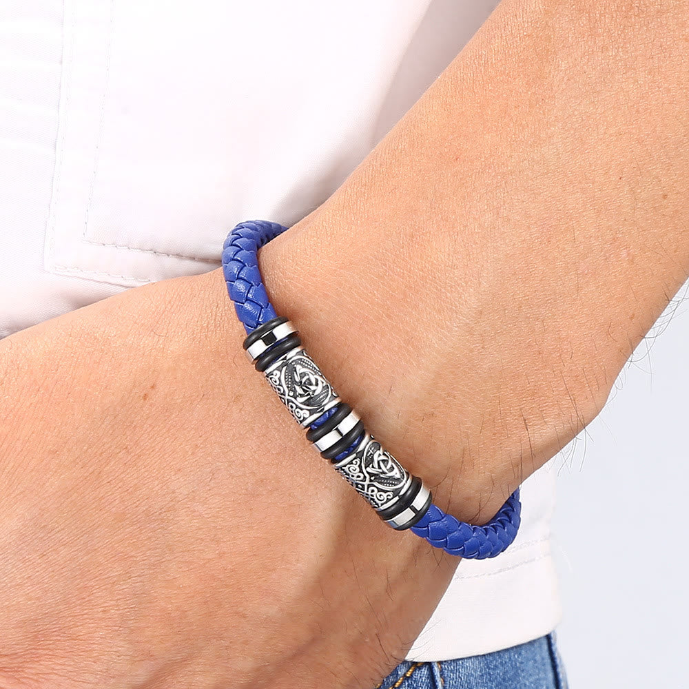 Vintage Celtic Knot Bead Leather Bracelet