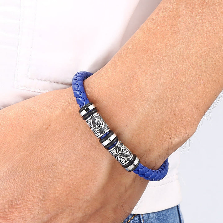 Vintage Celtic Knot Bead Leather Bracelet