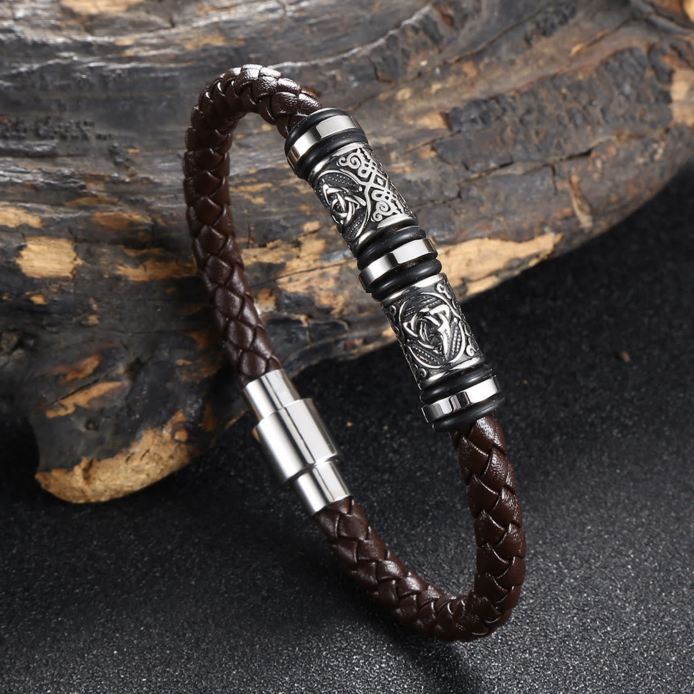 Vintage Celtic Knot Bead Leather Bracelet