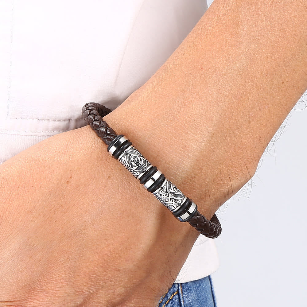 Vintage Celtic Knot Bead Leather Bracelet
