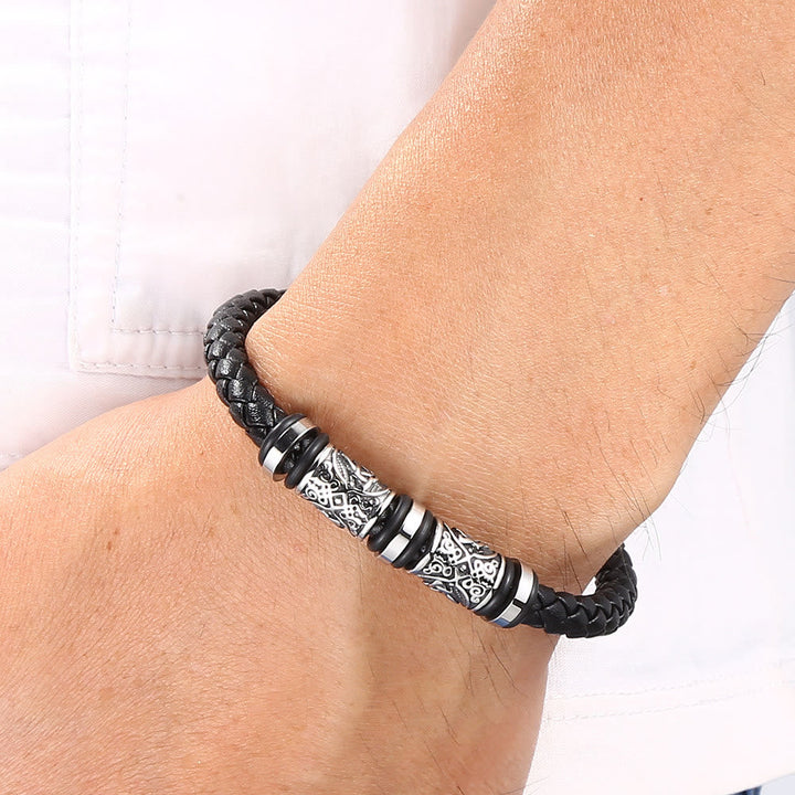 Vintage Celtic Knot Bead Leather Bracelet