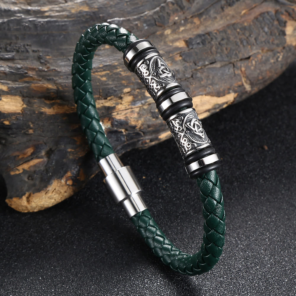 Vintage Celtic Knot Bead Leather Bracelet