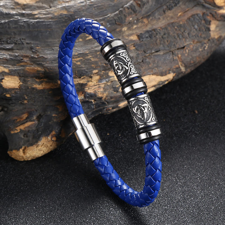 Vintage Celtic Knot Bead Leather Bracelet
