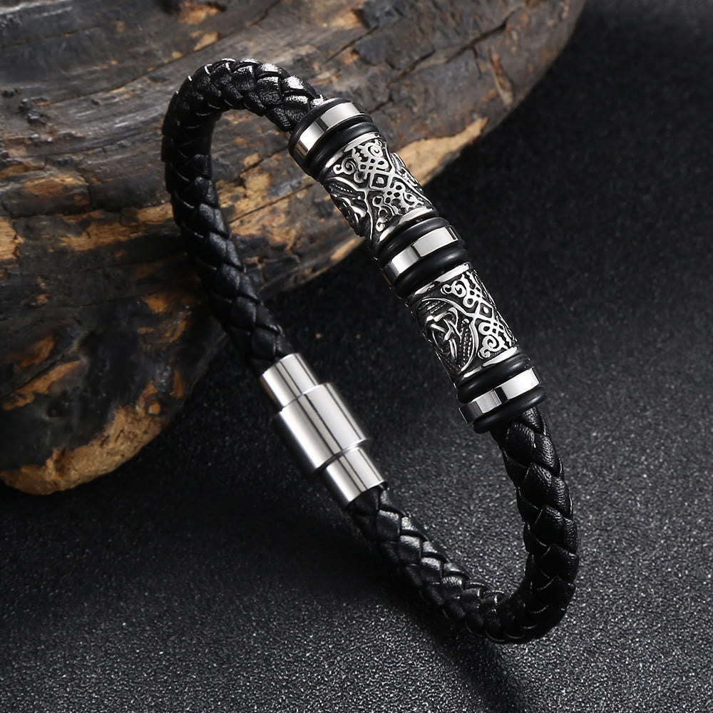 Vintage Celtic Knot Bead Leather Bracelet