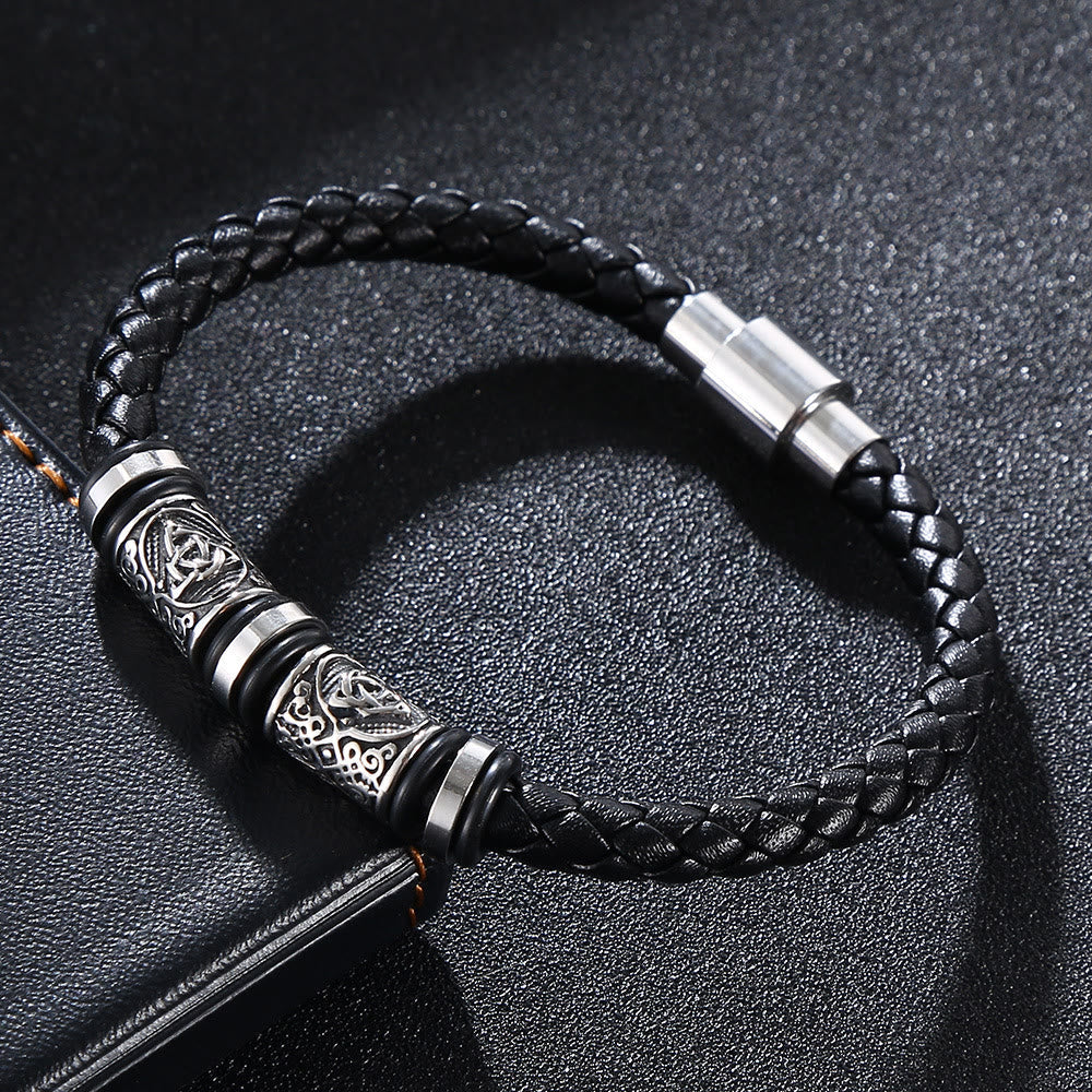 Vintage Celtic Knot Bead Leather Bracelet