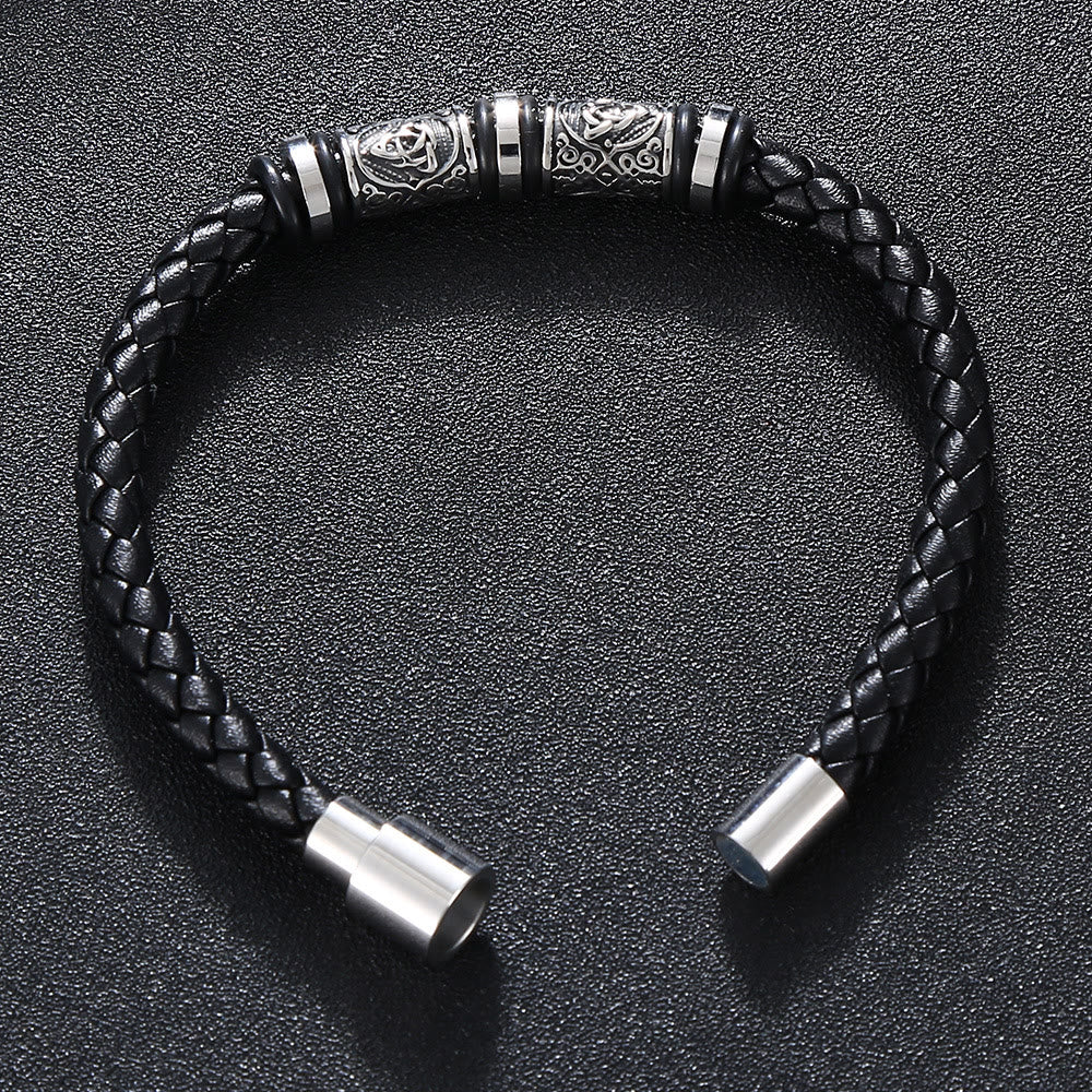 Vintage Celtic Knot Bead Leather Bracelet