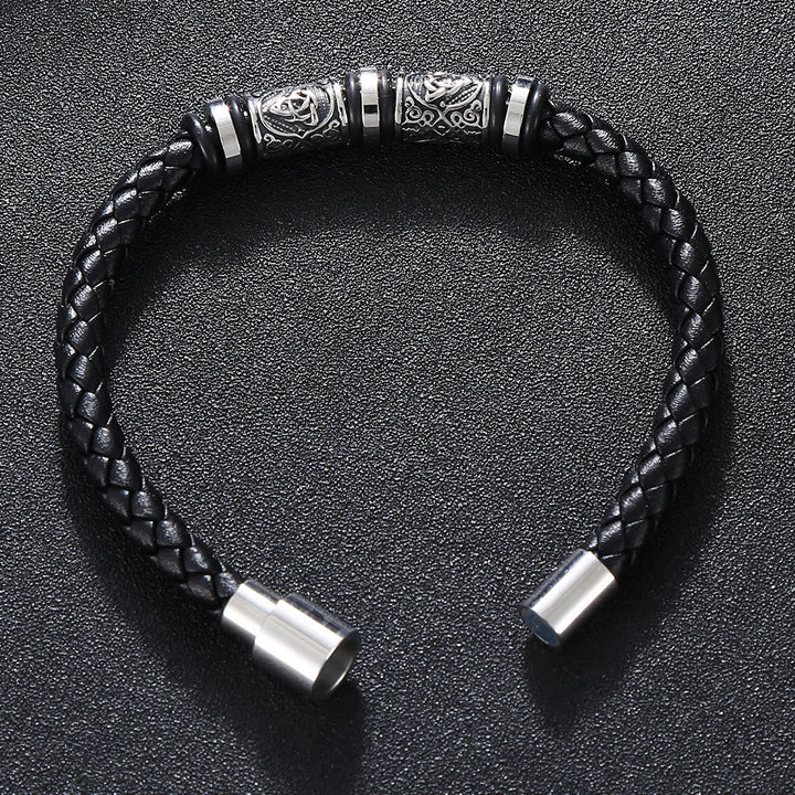 Vintage Celtic Knot Bead Leather Bracelet
