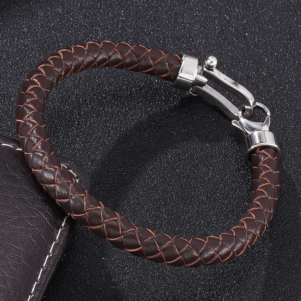 Lobster Claw Clasp Braided Leather Bracelet