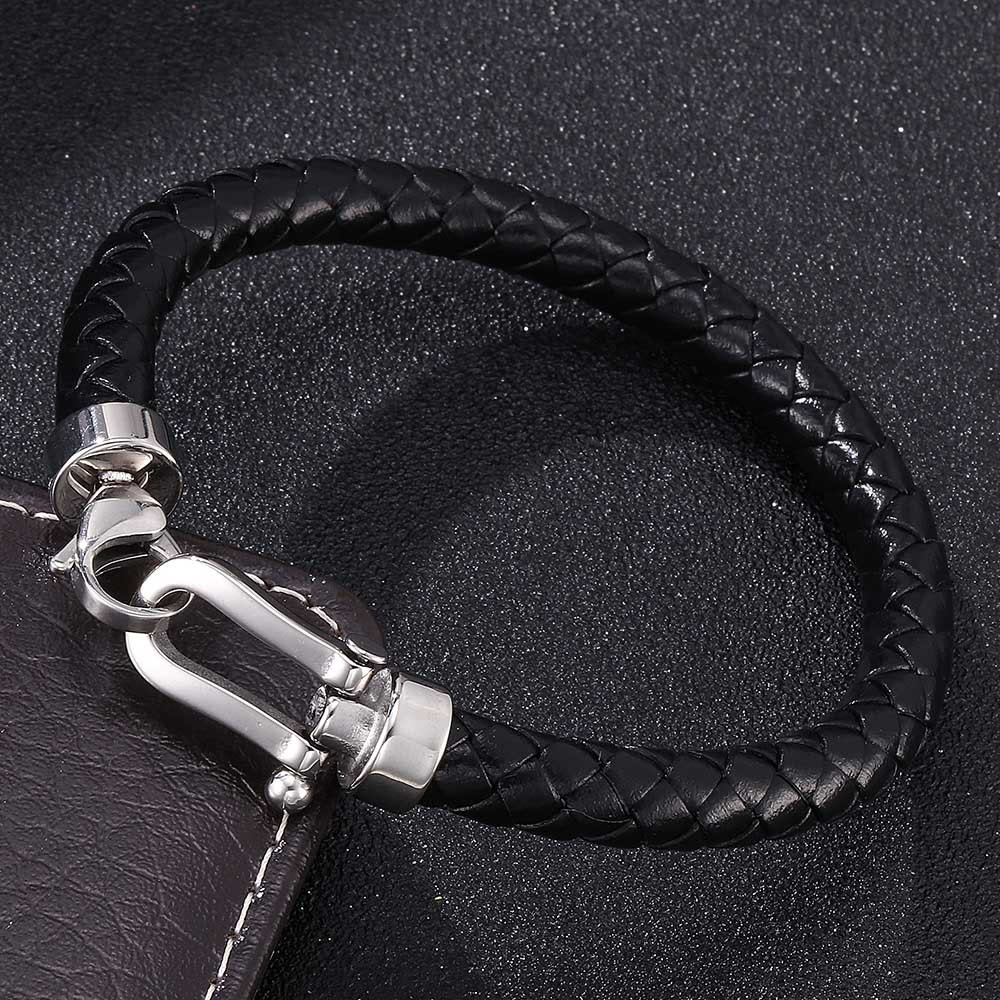 Lobster Claw Clasp Braided Leather Bracelet