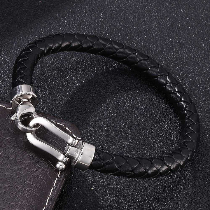 Lobster Claw Clasp Braided Leather Bracelet