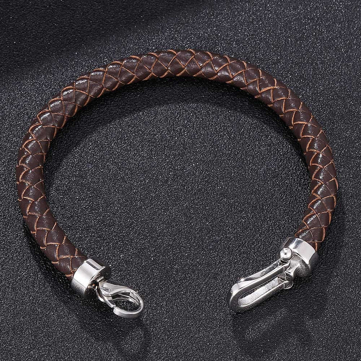 Lobster Claw Clasp Braided Leather Bracelet
