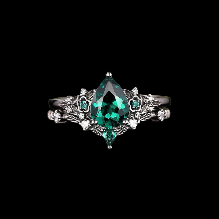 Nordic Floral Alexandrite Ring Set