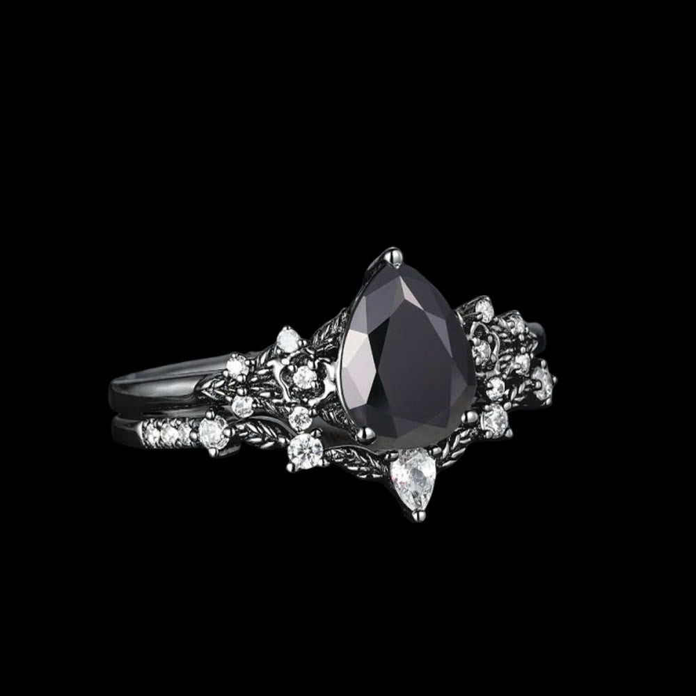 Nordic Floral Alexandrite Ring Set
