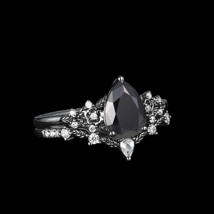 Nordic Floral Alexandrite Ring Set