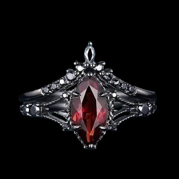 Garnet Crown Flame Ring