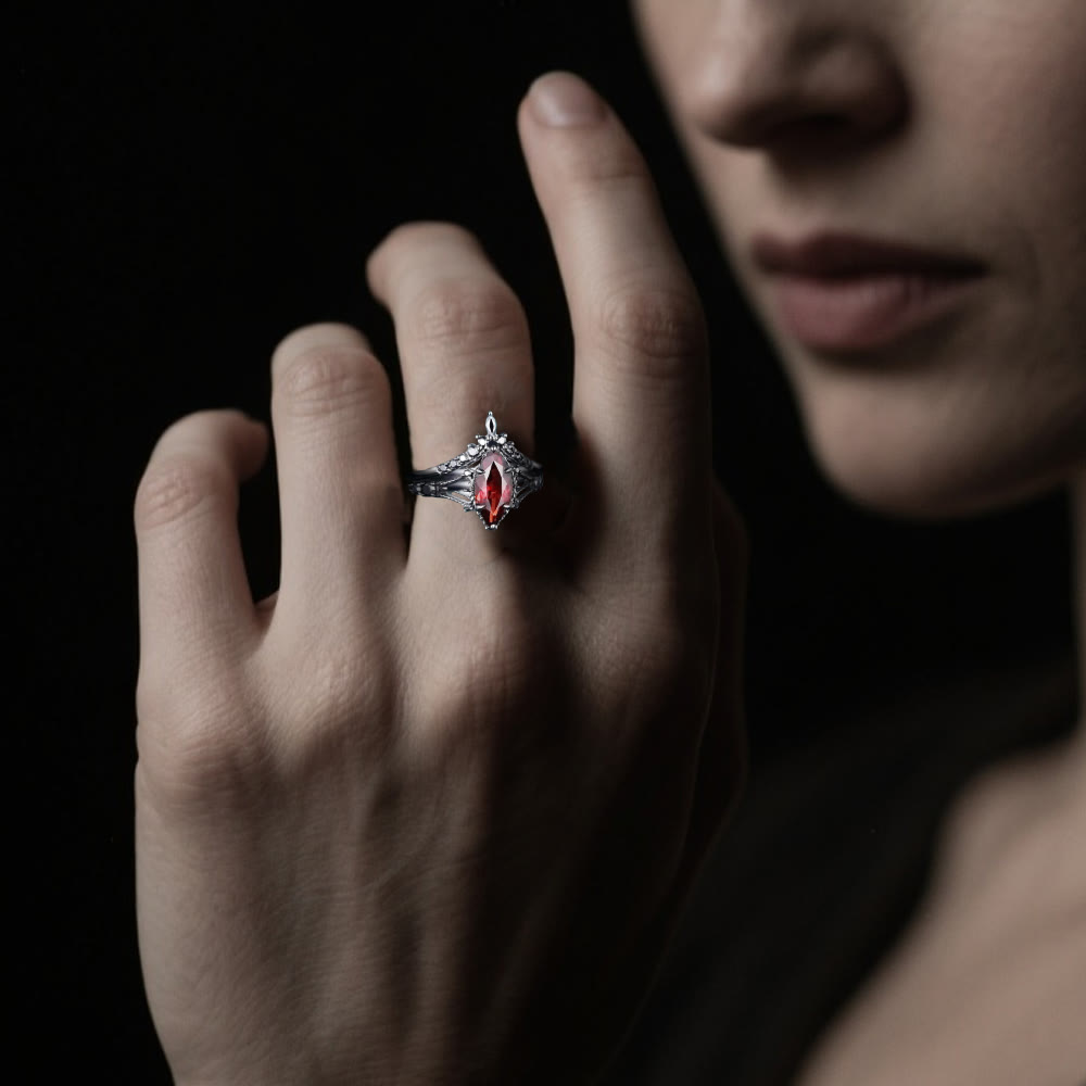 Garnet Crown Flame Ring
