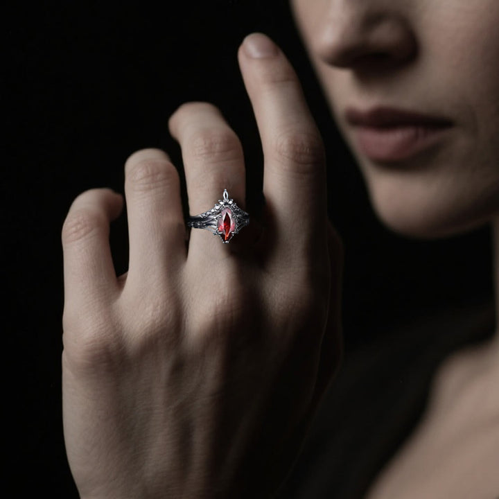 Garnet Crown Flame Ring