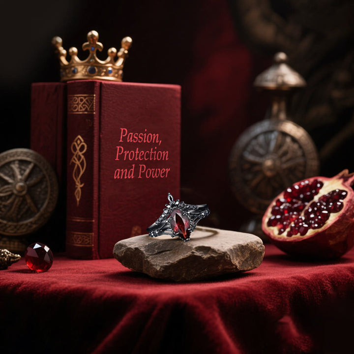 Garnet Crown Flame Ring
