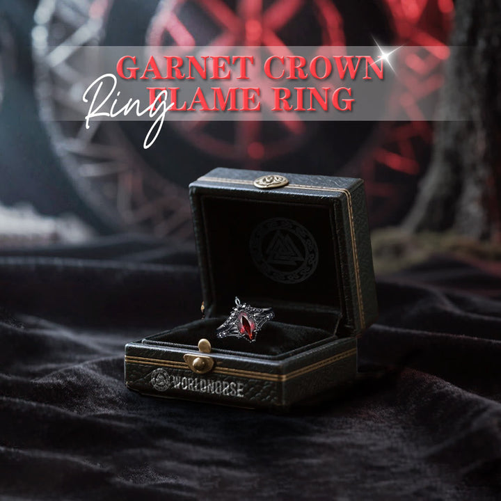 Garnet Crown Flame Ring