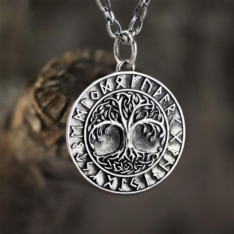 Handcrafted 925 Silver Yggdrasil Rune Necklace