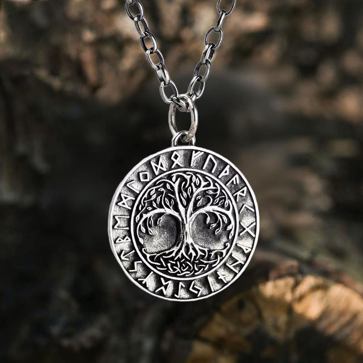 Handcrafted 925 Silver Yggdrasil Rune Necklace