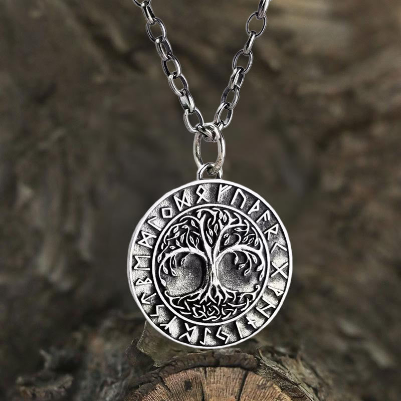 Handcrafted 925 Silver Yggdrasil Rune Necklace