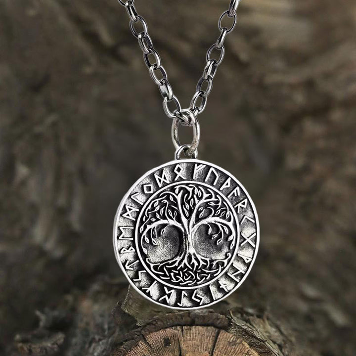 Handcrafted 925 Silver Yggdrasil Rune Necklace