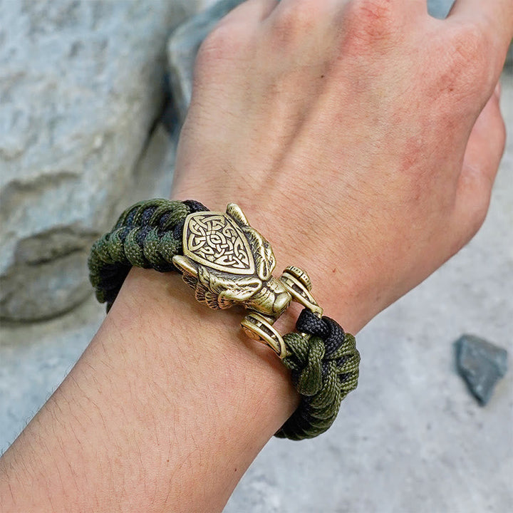 Viking Leopard Shield Paracord Braided Bracelet