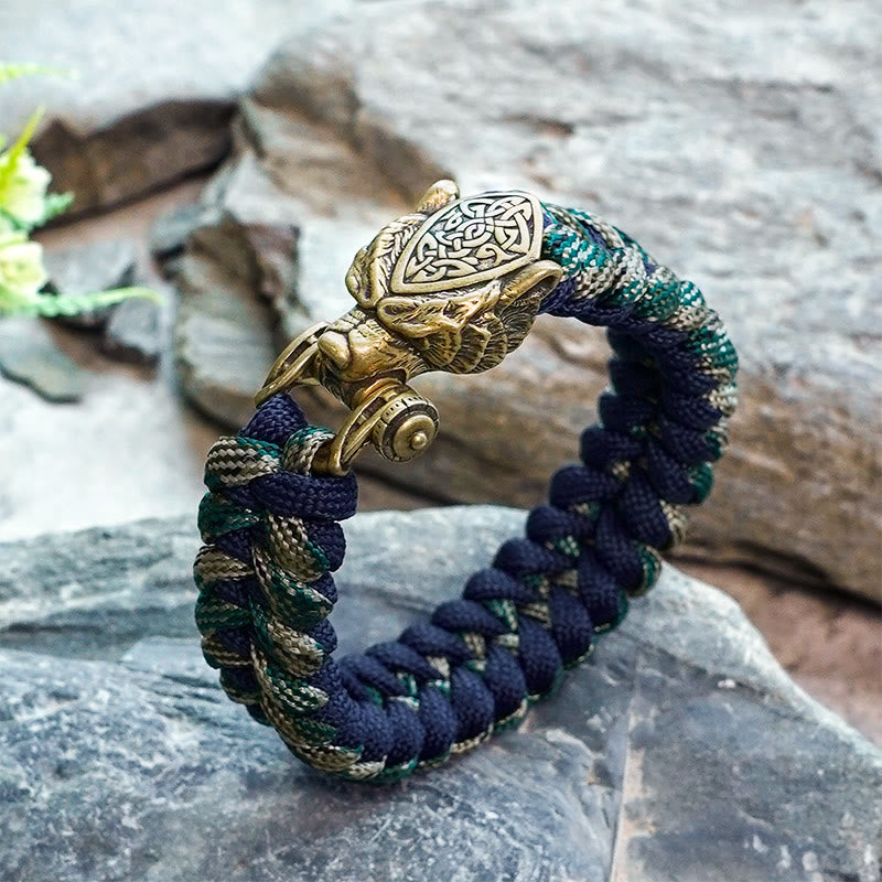 Viking Leopard Shield Paracord Braided Bracelet